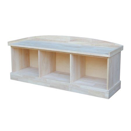 International Concepts Be-150 Bench with Storage, Ready To Finish, Beige.   Great for a window breakfast nook/dinning area Entry Drop Zone, Lockers With Bench, Unfinished Furniture, Solid Wood Benches, Wood Storage Bench, House Remodeling, Concept Home, Entryway Furniture, Solid Wood Furniture