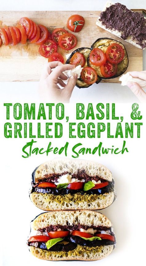 Mediterranean Tomato, Veggie Sandwiches, Vegetarian Sandwiches, Eggplant Sandwich, Vegetarian Sandwich Recipes, A Couple Cooks, Vegetarian Foods, Vegetarian Sandwich, Grilled Eggplant