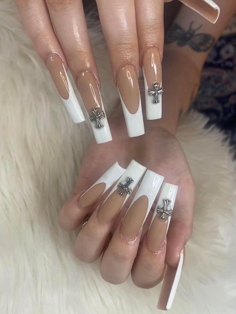 Long French Tips, Extra Long Nails, Inspired Nails, French Tips, Chrome Hearts, Long Nails, Extra Long, Nail Inspo, Nails