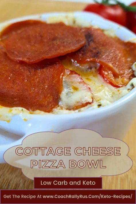 Easy Cottage Cheese Pizza Bowl Recipe: High Protein Low Carb Pizza Bowl Recipe, Cottage Cheese Pizza Bowl, Cottage Cheese Pizza, Pizza Bowls, Cottage Cheese Dessert Recipes, Cottage Cheese Desserts, Protein Pizza, Pizza Bowl, Lowest Carb Bread Recipe