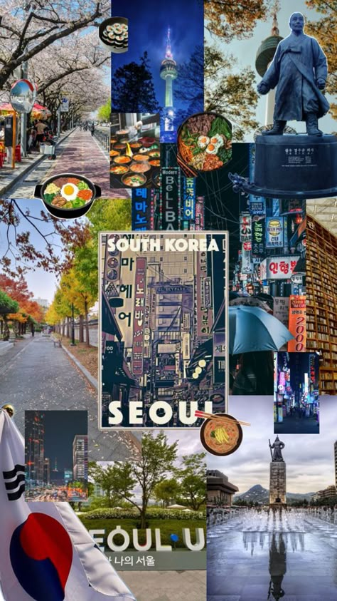 Foreign Country Aesthetic, Aesthetic Seoul, Korea Country, Asia Aesthetic, Travel South Korea, Solo Trips, Travelling Abroad, Travel Collage, South Korea Seoul