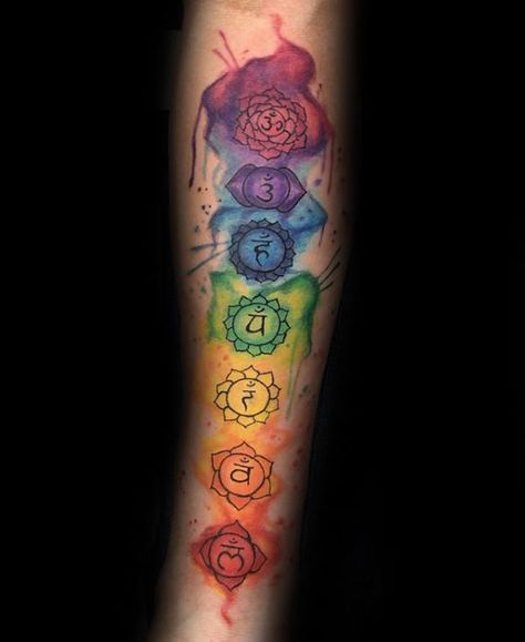 40 Chakras Tattoo Designs For Men - Spiritual Ink Ideas Chakra Tattoo Ideas, 7 Chakras Tattoo, Chakras Tattoo, Spiritual Tattoo, Chakra Tattoo, Yoga Tattoos, Omerta Tattoo, Unalome Tattoo, Om Tattoo