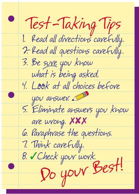 Test Taking Tips, Test Taking Strategies, Classroom Signs, High School English, Test Taking Skills, School Help, Test Taking, Teaching Aids, Study Skills