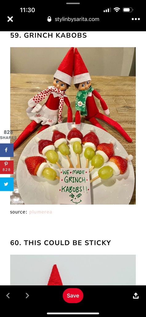 Grinch Kabobs, Elf Fun, Elf On Shelf, Elf Ideas, Elf On A Shelf, Elf On The Shelf Ideas, Shelf Ideas, On The Shelf, Holidays And Events