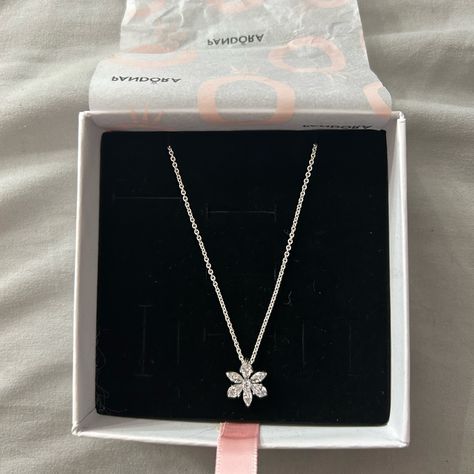 Never Worn Xoxo Jewelry, Pandora Flower, Pandora Accessories, Pandora Necklace, Silver Flower Necklace, Pandora Silver, Rose Necklace, Christmas Wishlist, Silver Flowers