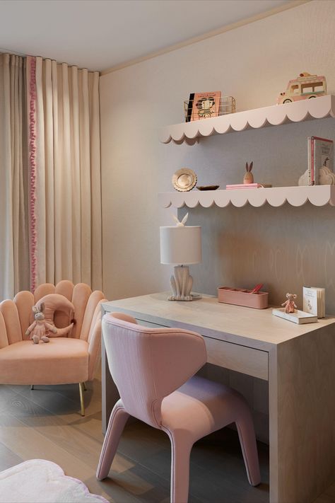 pink bedroom Desk For Girls Room, Narrative Design, Daughter Room, Laura Hammett, Kids Room Desk, Girl Desk, Big Girl Bedrooms, Kids Bedroom Inspiration, Girl’s Room