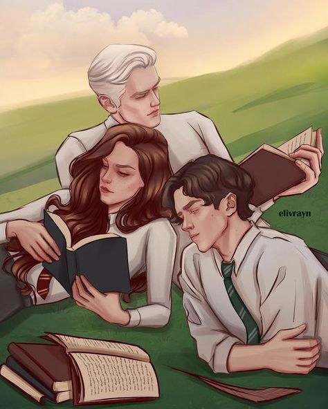 Harry Potter Epilogue, Draco Y Hermione, Hermione Malfoy, Hermione Draco, Hermione Granger Fanart, Draco And Hermione Fanfiction, Slytherin Gryffindor, Ron Weasley Hermione Granger, Draco Malfoy Fanart