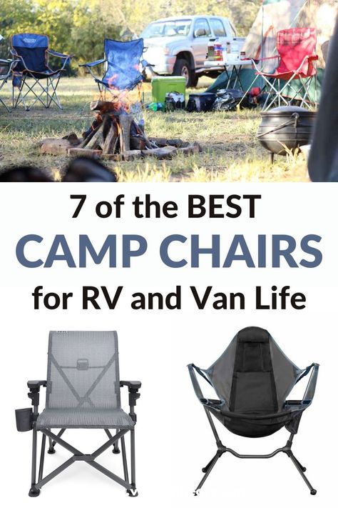 Here is our article on the best camping chairs for RV and Van Life on the market. Nowadays, there are some pretty cool high-quality camping chairs that provide durable support while also having tons of cool features like built-in tables, insulated coolers, and swinging mechanisms. We have chosen the best ones to help you out. . Camp chairs, camper chairs, camping chairs, best camp chairs, best camping chairs, camping chairs for rv, camping chairs for campervans Best Camping Chairs, Campfire Chair, Camp Accessories, Travel Trailer Accessories, Club Volleyball, Camp Chairs, Best Campervan, Life Essentials, Ultralight Camping