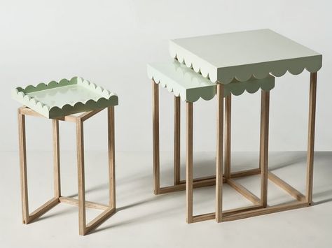 porcelain and ash nesting tables by Maria Bjørlykke Flexible Furniture, Bg Design, Design Objects, Scalloped Edges, Nesting Tables, Interior Art, My Dream Home, Habitat, Interior And Exterior