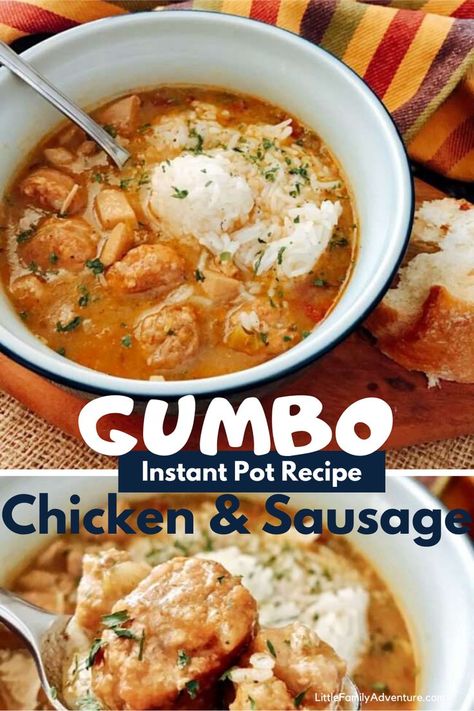 Instant Pot Gumbo Recipe, Easy Gumbo Recipe, Cajun Comfort Food, Easy Gumbo, New Orleans Gumbo, Gumbo Recipe Easy, Chicken And Sausage Gumbo, Gumbo Recipe Sausage, Chicken And Sausage