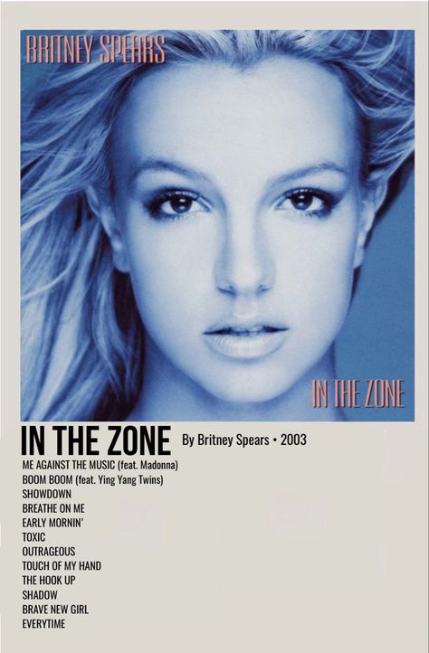 minimal polaroid album cover poster for in the zone by britney spears In The Zone Britney Spears, Britney Spears Album Cover, Polaroid Album Covers, Britney Spears In The Zone, Britney Spears Poster, Britney Spears Albums, Britney Spears Music, Britney Spears Toxic, Polaroid Album