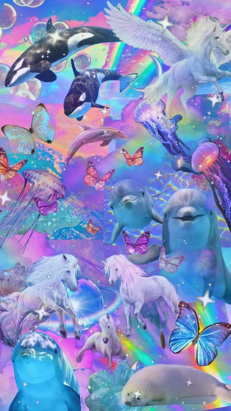 #mystical #rainbow #dolphins #unicorn Unicorn And Dolphin, 90s Dolphin Aesthetic, Hopecore Dolphin, Dolphin Rainbow, Symphony Dolphin, Dolphin Aesthetic, Dolphin Wallpaper, Ipad Widgets, Rainbows And Unicorns