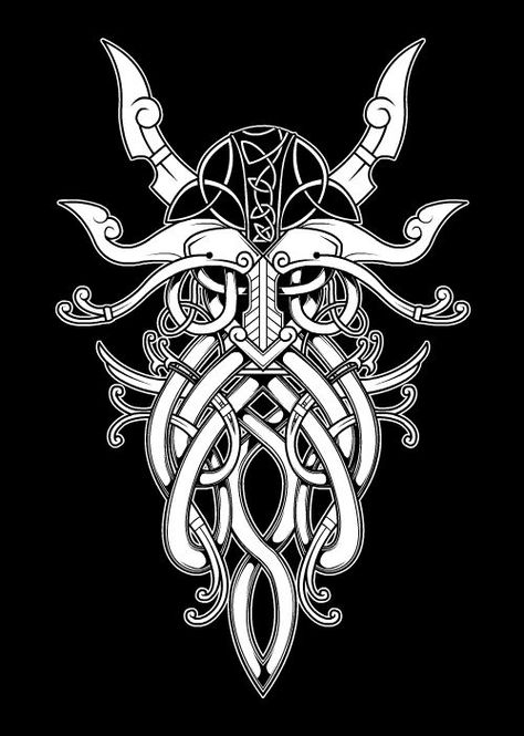 Heimdall Tattoo Design, Viking Norse Tattoo, Norse Tattoo Design, Ygdrassil Tattoo, Celtic Sleeve Tattoos, Traditional Viking Tattoos, Deer Skull Art, Viking Warrior Tattoos, Norse Mythology Tattoo