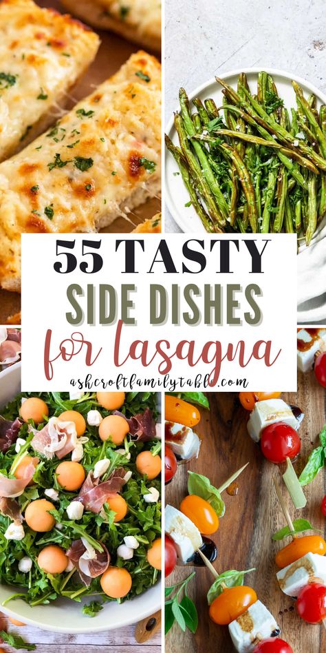 Try these delicious sides for lasagna at your next family dinner! Lasagna Buffet Ideas, Lasagne Side Dishes, Side For Lasagna Dinner, Sides With Lasagna Dinner, Lasagna Side Dishes Ideas, Side Dishes For Lasagna Dinner, Sides For Lasagna Dinners, What Goes With Lasagna, Side Dishes For Lasagna