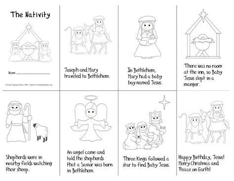 Nativity Printable Mini Book Nativity Story Printable, Printable Nativity, Craft Kindergarten, Nativity Coloring Pages, Christmas Sunday School, Christmas Story Books, Books Crafts, Mobile Craft, Nativity Story