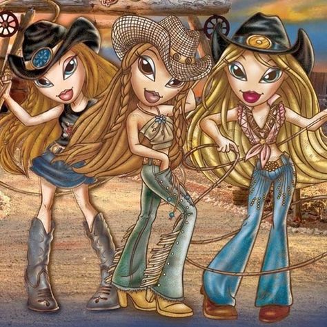 Bratz Wild Wild West, Bratz Artwork, Bratz Pfp, Bratz Doll Outfits, Brat Doll, Bratz Girls, My Scene, Wild Wild West, Cowgirl Costume