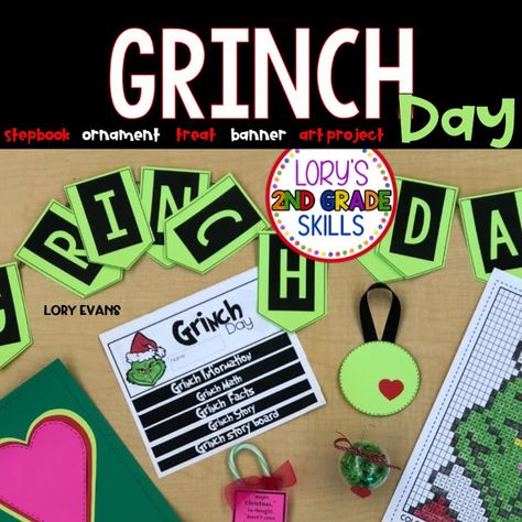 Grinch Day Grinch Day 1st Grade, Grinch Day Classroom Transformation, Grinch Literacy Activities, Grinch Day First Grade, Grinch Day Classroom, Grinch Day Activities First Grade, Grinch Classroom Transformation, Grinch Day Kindergarten, Grinch Day At School Activities