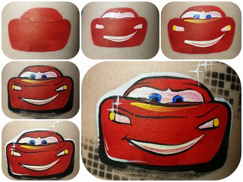 Cars Face Painting, Cars Face Paint, Car Face Paint, Painted Tattoos, Easy Face Painting Designs, Festival Face Paint, Face Painting Tips, Face Painting For Boys, Festival Face