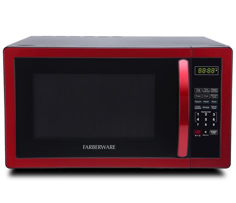 Free 2-day shipping. Buy Farberware Classic FMO11AHTBKN 1.1 Cu. Ft. 1000-Watt Microwave Oven, Metallic Red at Walmart.com Red Microwave, Compact Microwave, Countertop Microwave Oven, Potato Dinner, Countertop Microwave, Kitchen Timers, Cooking Appliances, Toaster Oven, Steel Design