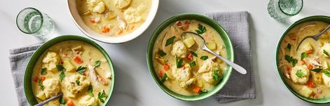 Creamy Chicken and Dumplings | Campbell's® Recipes Campbell's Recipes, Heart Healthy Soup, Creamy Chicken And Dumplings, Campbells Recipes, Braised Chicken Thighs, Slow Cooker Chicken Chili, Dumpling Dough, Chicken Stroganoff, Campbell Soup Company