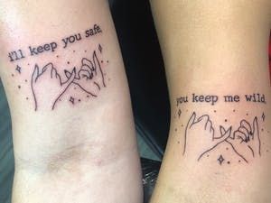 Tattoos For 3 People, One Soul Two Bodies, Friendship Tattoos For 3, Soul Sister Tattoos, Pinky Promise Tattoo, Matching Bff Tattoos, Promise Tattoo, Twin Tattoos, Matching Friend Tattoos