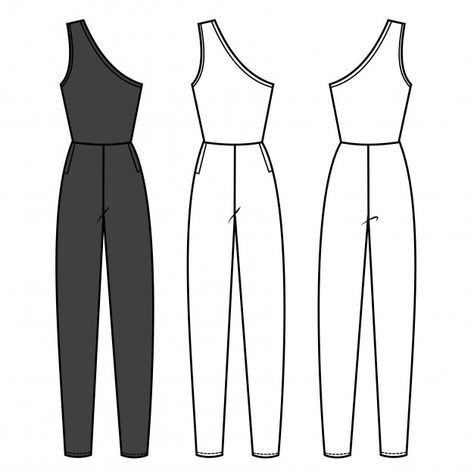 Jumpsuit Flat Drawing, Jumpsuit Flat Sketch, Jumpsuit Technical Drawing, Jumpsuit Sketch, Fashion Flat Template, Flat Sketch Template, Fashion Flat Sketch, Sketch Template, Flat Drawings