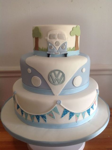 www.cakecoachonline.com - sharing....                                                                                                                                                                                 More Vw Cake, Iced Images, Vw Wedding, Tiered Cake, Novelty Cakes, Special Cake, Volkswagen Bus, Gorgeous Cakes, Occasion Cakes