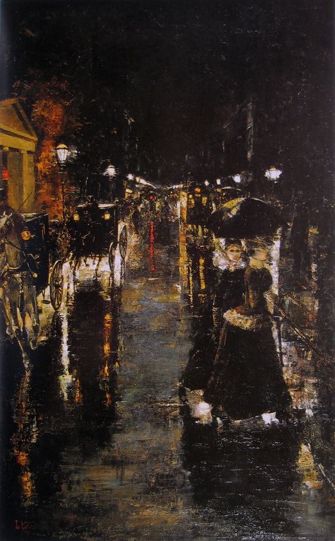 Lesser Ury - 1889 - Leipziger Straße Lesser Ury, Impressionism Painting, Pierre Auguste Renoir, Post Impressionism, Realistic Art, Painting Reproductions, Street Scenes, Art Movement, Claude Monet