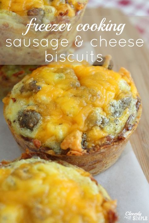 Sausage And Cheese Biscuits, Cheese Biscuits Recipe, Cooking Ribs, Cheese Biscuits, Freezer Breakfast, Biscuits Recipe, Freezer Cooking, Breakfast Muffins, Think Food