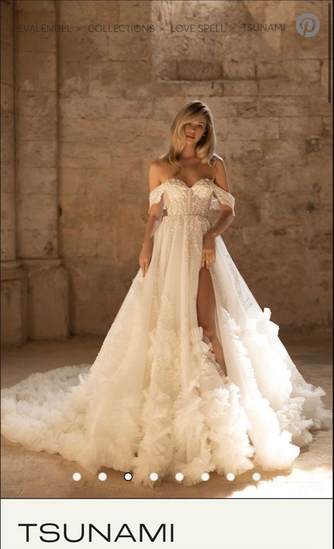 Evalendel Wedding Dress, Flounce Wedding Dress, Ruffle Wedding Dress Ballgown, Bridal Dresses 2024 Trends, Wedding Dress Trends 2023, Wedding Dresses 2024 Trend, 2024 Wedding Dress Trends, Tulle Ruffle Wedding Dress, Port Renfrew