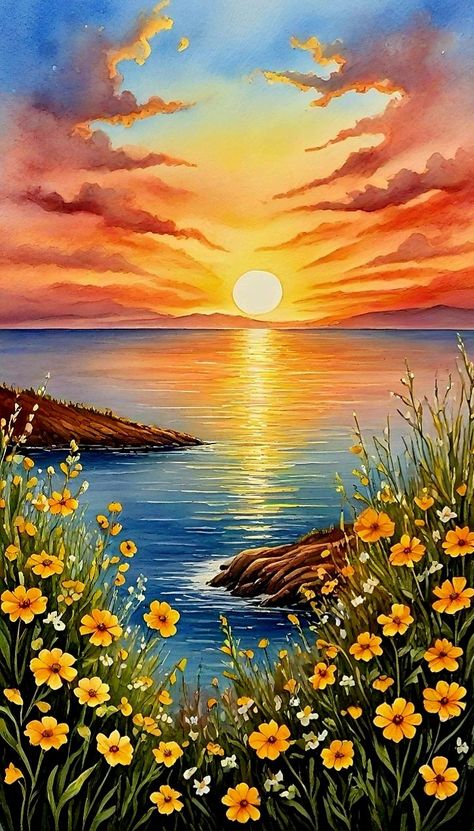 Sunrise Art Painting, Psalms 103, God Psalms, Beautiful Scenery Paintings, Sunrise Colors, Beautiful Scenery Photography, Scenery Paintings, Sun Setting, Landscape Art Painting