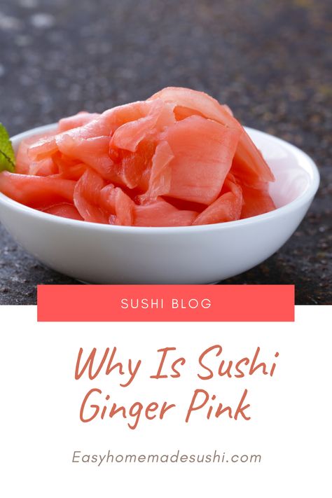 Have you ever wondered why the sushi ginger looks pink? Read on to find out what gives the pinking tint to pickled ginger served with sushi. Picked Sushi Ginger, How To Make Sushi Ginger, How To Pickle Ginger, Japanese Pickled Ginger, Sushi Ginger Recipe, Pickled Ginger For Sushi, Ginger For Sushi, Pickled Ginger Recipe, Pickle Ginger