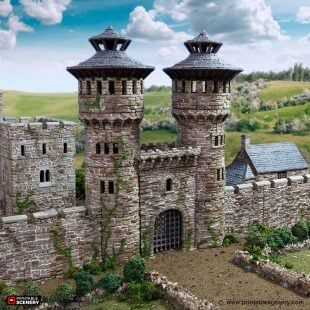 Dungeon Tiles, Castle Gate, Round Tower, Castle Tower, Detailed Paintings, The Two Towers, Castle Wall, King And Country, Fantasy Castle