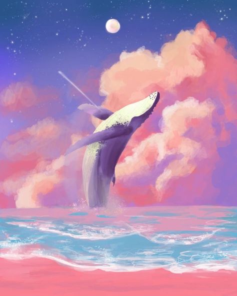 Whale Drawing, Whale Illustration, Whale Painting, Whale Art, A Whale, 수채화 그림, Amazing Art Painting, Dreamy Art, 판타지 아트