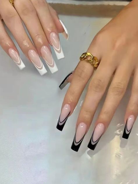 Multicolor  Collar   Colorblock Color Nails Embellished   Beauty Tools Manicure Tips, Nagel Tips, Coffin Press On Nails, Y2k Nails, Nail Length, Clean Nails, Nagel Inspo, Nail Sizes, Moon Goddess