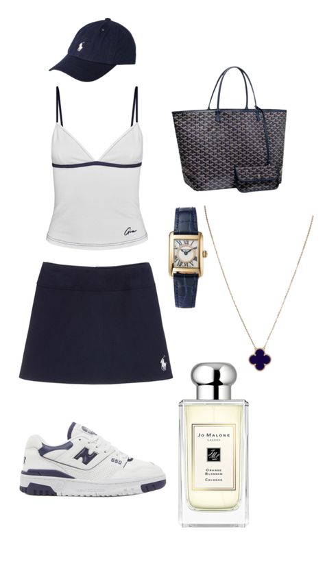 Navy Outfits, Tennis Outfit Aesthetic, Outfit Ideas For Summer, Clothing Upcycle, Tennis Outfit, Trendy Outfit Ideas, Navy Outfit, Europe Outfits, Cute Lazy Day Outfits