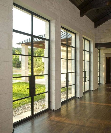 Custom thermally broken, energy efficient steel glass doors give that rustic modern look to any new construction or remodeling project. Steel Glass Doors, Metal Doors Exterior, Porte In Ferro, Steel Doors Exterior, Steel French Doors, Steel Doors And Windows, Metal Front Door, Steel Front Door, Entry Doors With Glass