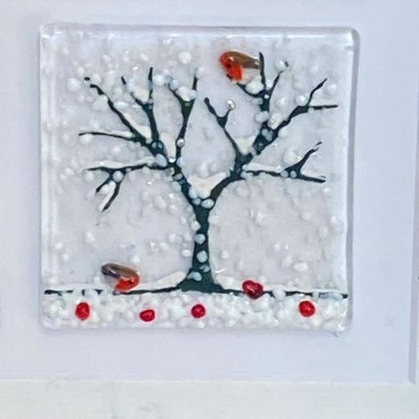 Glass Landscape Wall Hanging Glass Art Tree in Four Seasons - Etsy Glass Frit Painting, Frit Painting, Glass Landscape, Melting Glass, Fused Glass Panel, Mothers Day Present, Making Pottery, Slumped Glass, Fused Glass Wall Art