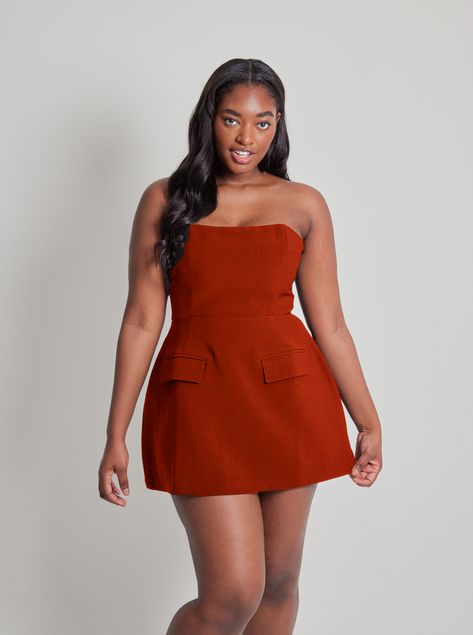 Odd Muse, Mini Tube Dress, Mini Dress Fashion, Rust Dress, Backless Mini Dress, Vacation Dresses, Strapless Mini Dress, Elegant Outfit, Elegant Dress