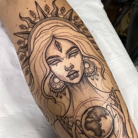 Gaia Tattoo, Mother Earth Tattoo, Greek Goddess Tattoo, Aphrodite Tattoo, Earth Tattoo, Mother Nature Tattoos, Surreal Tattoo, Greek Mythology Tattoos, Goddess Tattoo