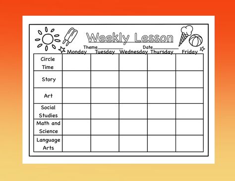 Summer Preschool/daycare Lesson Plan Template - Etsy Daycare Lesson Plan Template, Math Activities For Preschoolers, Preschool Planner, Summer Lesson Plans, Pre K Lesson Plans, Summer Math Activities, Daycare Lesson Plans, Preschool Lesson Plan Template, Summer Lesson