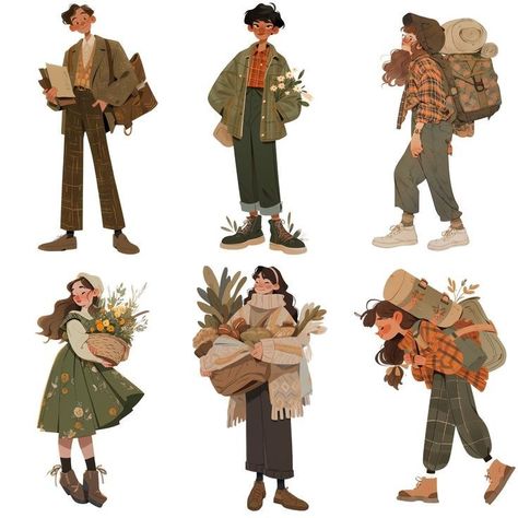 Hiking Clipart, Travel Png, Christmas Novel, Concept Art Books, Draw Clothes, Fashion Png, Inktober 2024, Storybook Art, Vintage Autumn