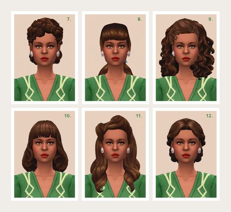 : Another massive round up of CC hair, this time for... Sims 4 Vintage Glamour, Sims 4 Decades Challenge, The Sims 4 Skin, 1920s Hair, Makeup Cc, 1940s Hairstyles, Body Outfit, Sims 4 Cas, Hair Collection