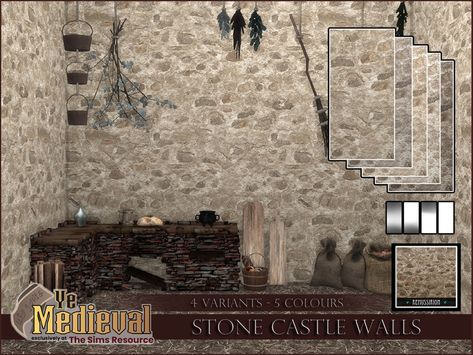 The Sims Resource - YeMedieval - Castle stone walls Castle Stone, New Mods, Sims 4 Downloads, Castle Wall, Sims 4 Cc Furniture, Stone Walls, Sims Community, House Wall, Sims 4 Houses