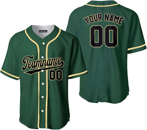 Amazon.com: Custom Green Black Cream Baseball Jersey Gift,Green Black Cream Baseball Jersey Button,Custom Green Print or Stitched Baseball Jersey,Green Pattern Baseball Jersey for Adult | JN10041 : Clothing, Shoes & Jewelry Custom Baseball Jersey, Uniform Design, Team Uniforms, Green Gifts, Baseball Team, Green Pattern, Green Print, Baseball Jersey, 3d T Shirts