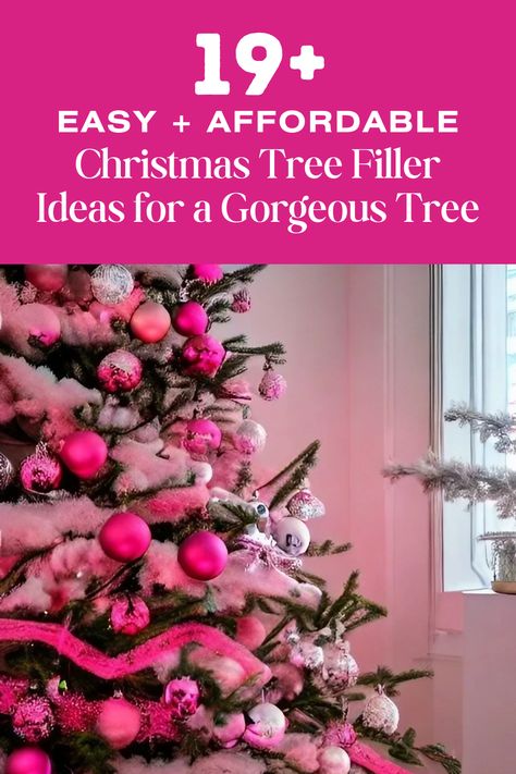 Create Instagram worthy glamorous decor by using these 19+ EASY and affordable Christmas tree filler ideas this holiday season. Includes kid friendly options, too! Diy Christmas Tree Fillers, Christmas Tree Filler Ideas, Christmas Tree Filler, French Christmas Tree, Tree Fillers, Christmas Tree Coloring, Cheap Christmas Trees, Easy Christmas Tree, Filler Ideas