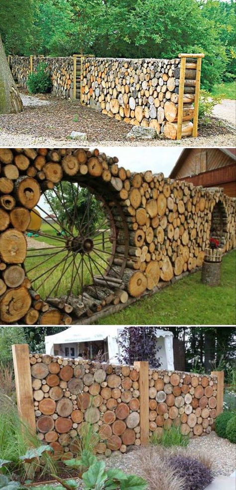 15+ DIY Tree Log Ideas for Your Garden 2017 Cedar Wood Fence, Log Projects, Tree Logs, Diy Tree, Cedar Fence, Lan Can, Backyard Shed, Wood Logs, Diy Shed