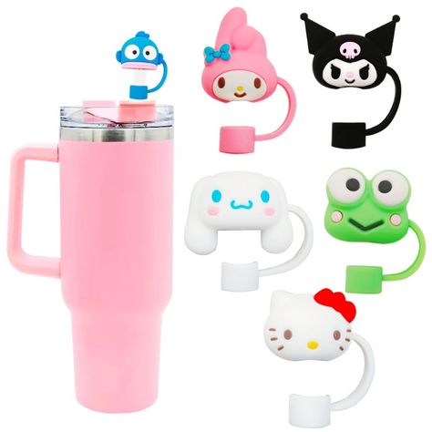 Sanrio Series Straw Cover for Stanley Cups Cartoon Straw Protector Cover Compatible with Stanley Basters, Hello Kitty Cinnamoroll, Cup Decorating, Drink Marker, Straw Cover, Drinking Accessories, Drink Straw, Cute Cartoon Characters, Cute Cups