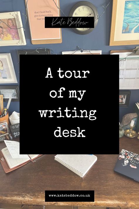 A tour of my writing desk Writing Nook, Writers Desk, Charity Shop Finds, Writing Checks, Buy Desk, Writing Area, Old Desks, Writing Space, Practical Magic