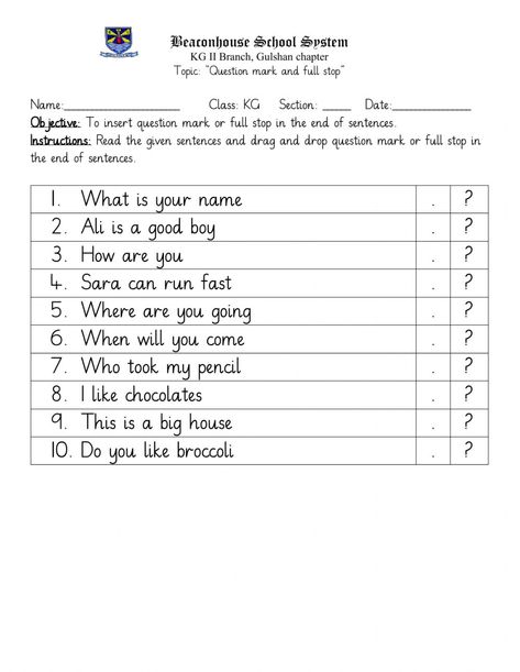 Wellington School, Punctuation Worksheets, A Question Mark, Speech Marks, Singular And Plural Nouns, Question Marks, Full Stop, Grammar And Punctuation, Grammar Worksheets